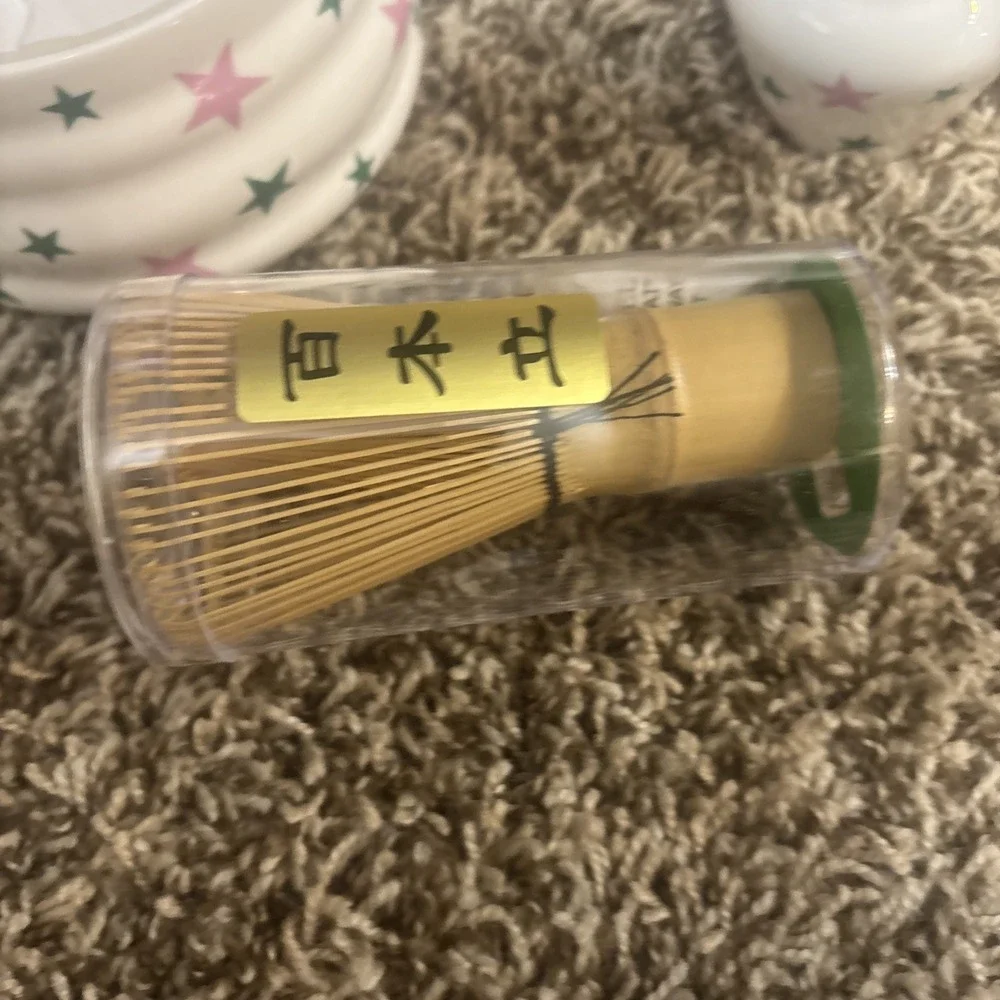 Japanese Matcha Starter Tea Set - Bowl, Whisk, Scoop, Holder, Red Bow Design